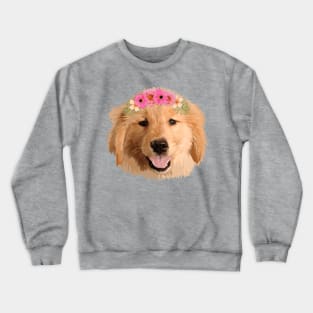 Golden Retriever with Flower Crewneck Sweatshirt